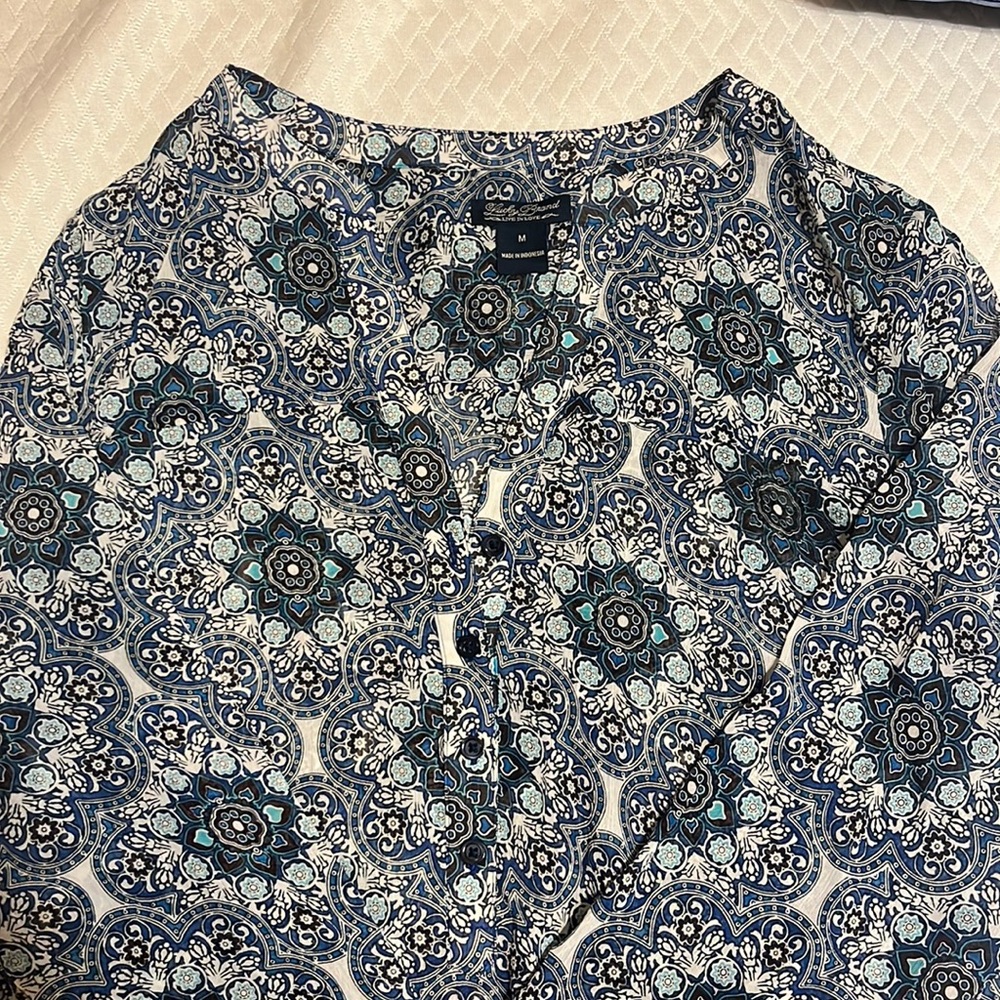 Sheer Blue Print Blouse